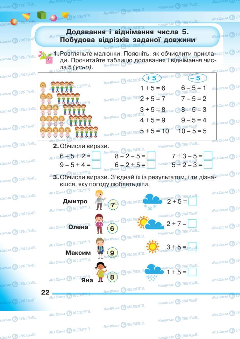 Учебники Математика 1 класс страница 22