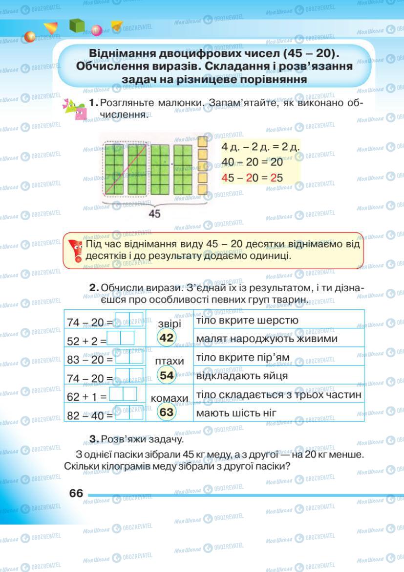 Підручники Математика 1 клас сторінка 66