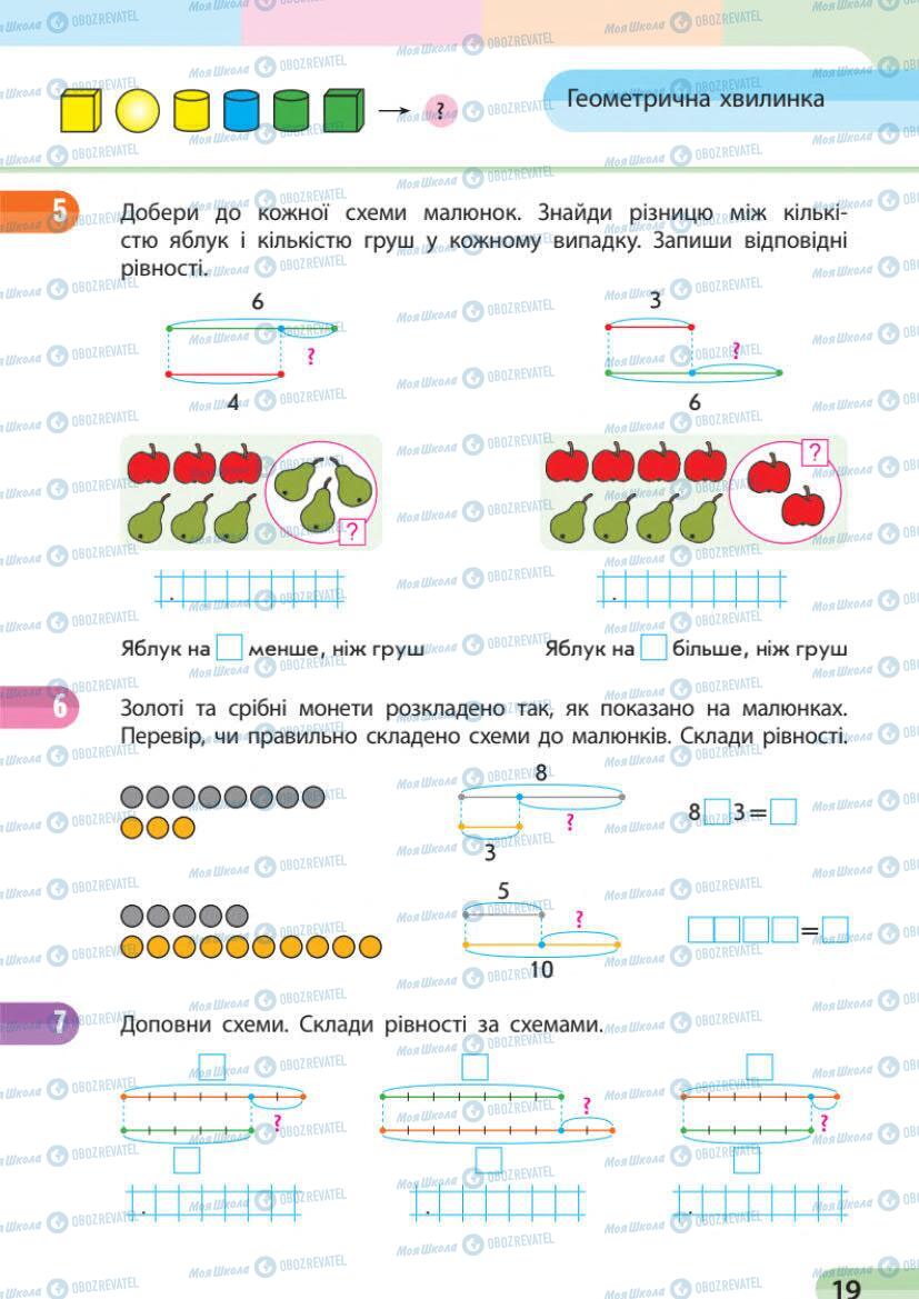 Підручники Математика 1 клас сторінка 19