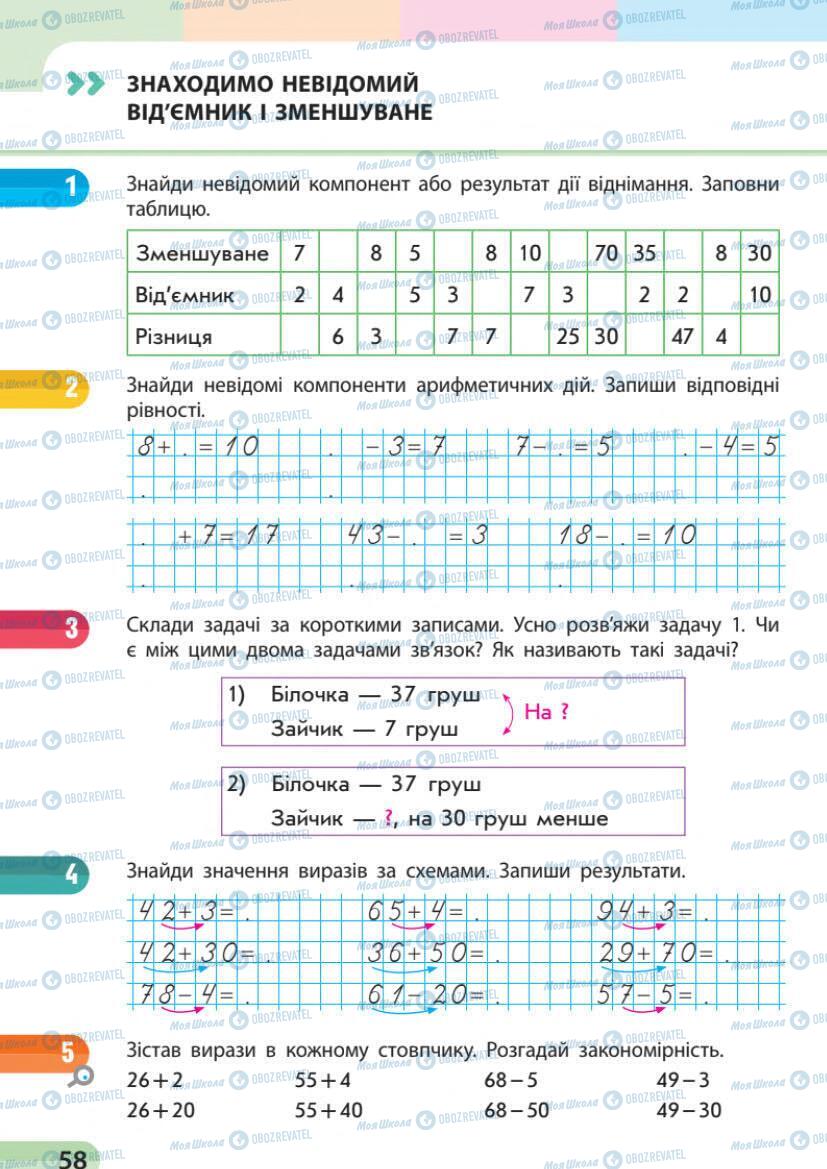 Учебники Математика 1 класс страница 58