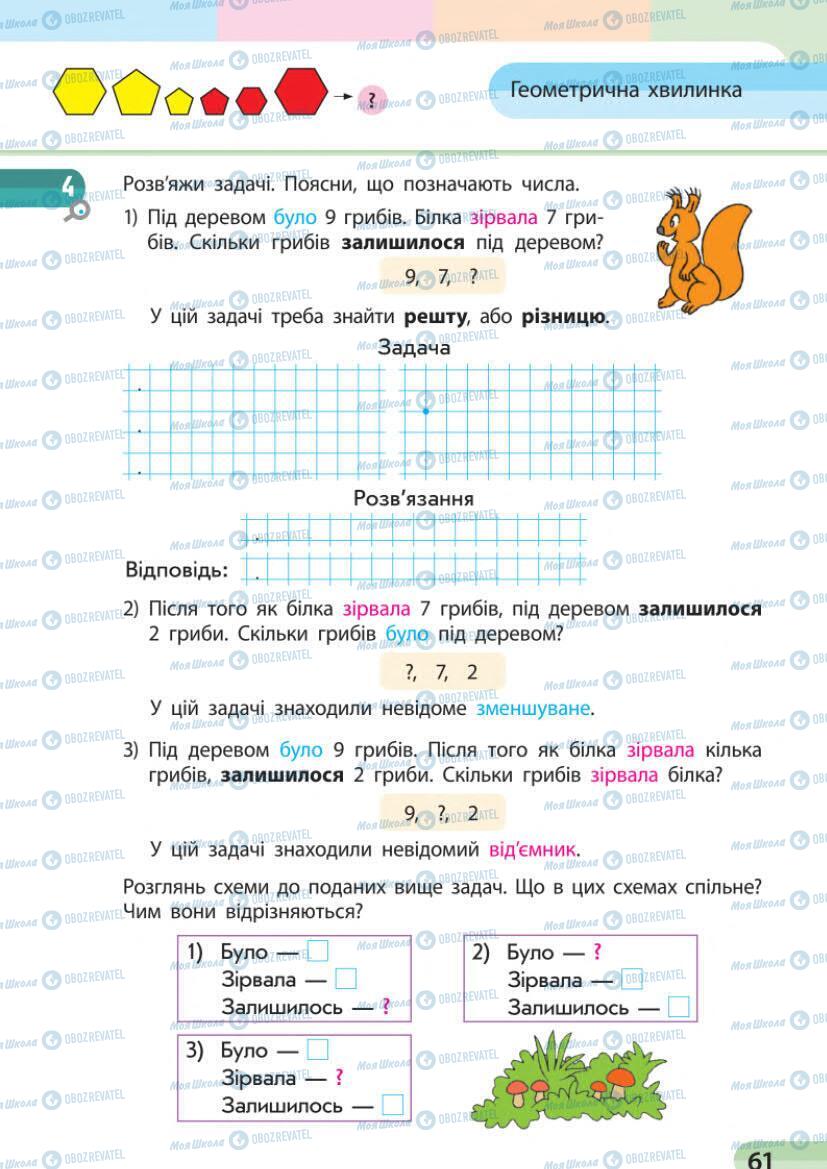 Підручники Математика 1 клас сторінка 61