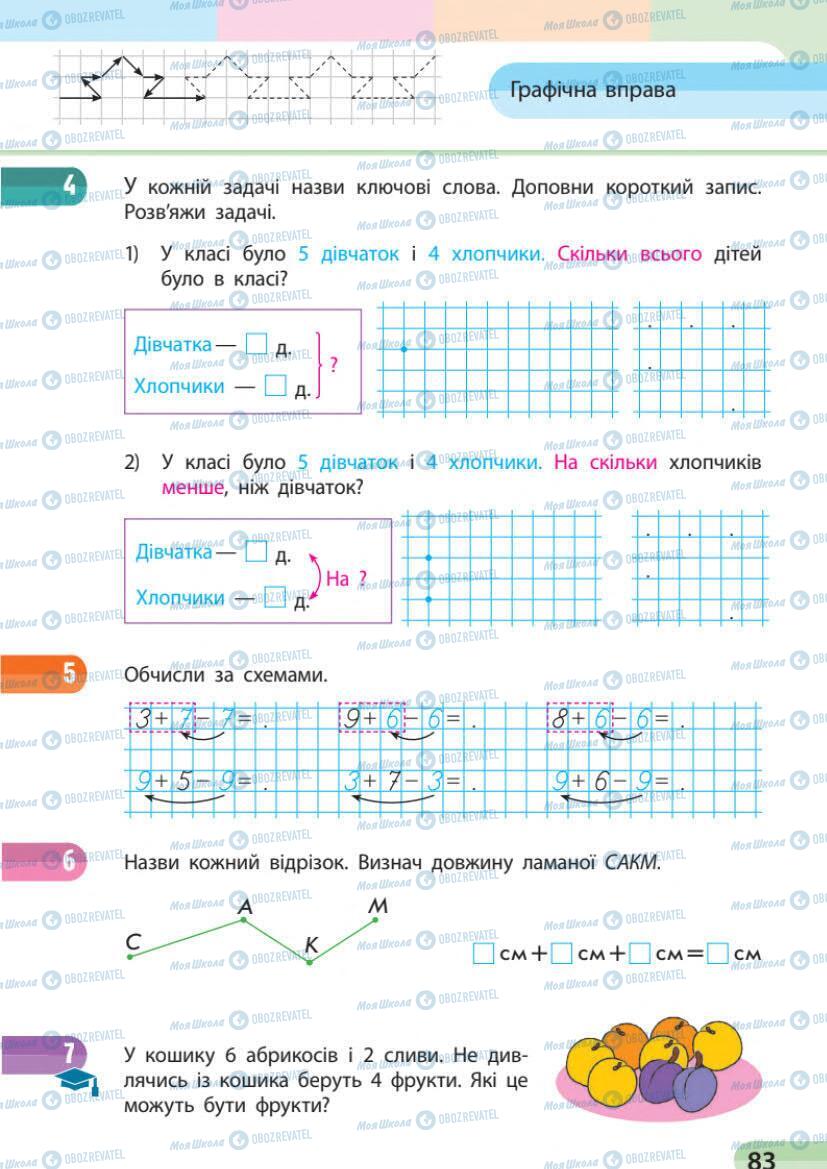 Підручники Математика 1 клас сторінка 83