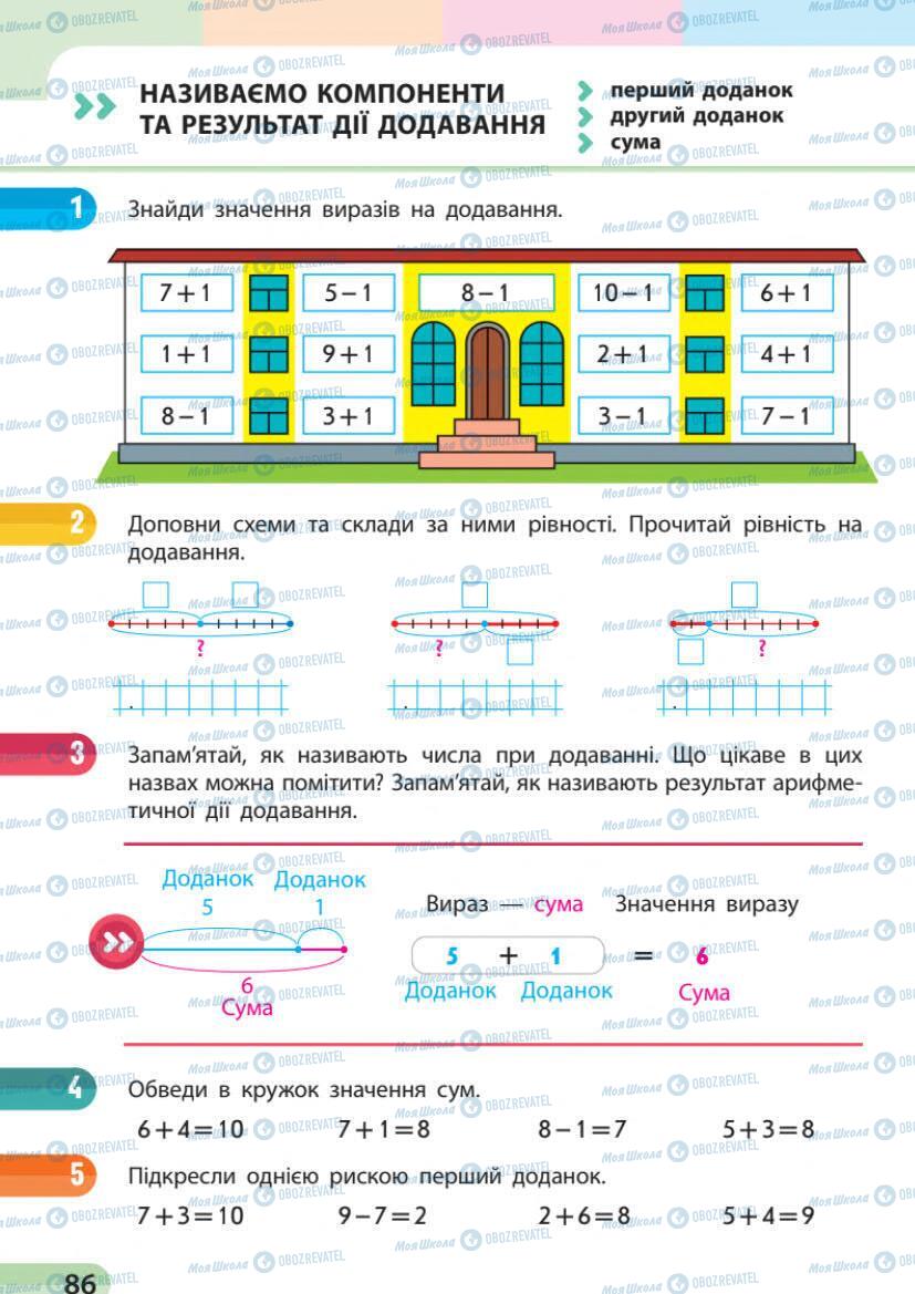 Підручники Математика 1 клас сторінка 86