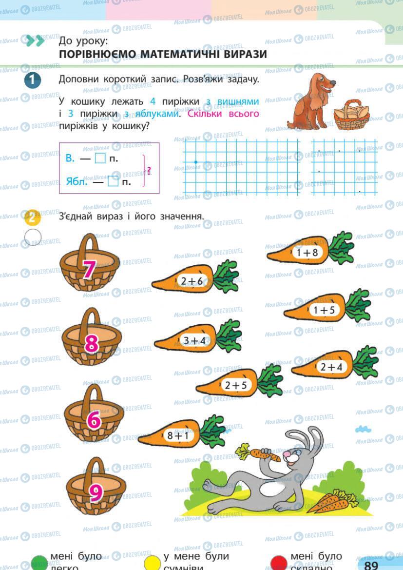 Підручники Математика 1 клас сторінка 89