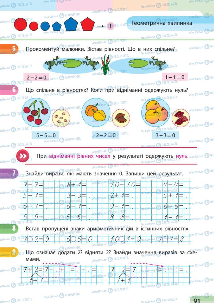 Підручники Математика 1 клас сторінка 91