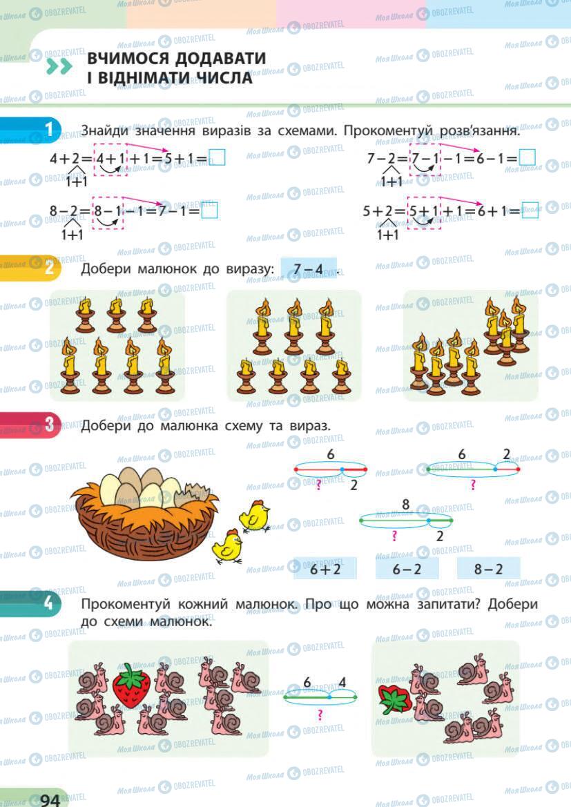 Підручники Математика 1 клас сторінка 94
