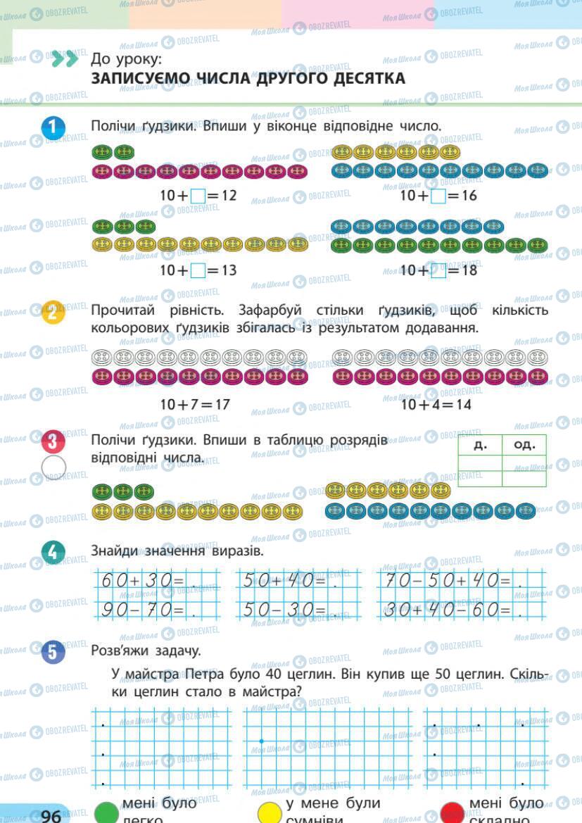 Підручники Математика 1 клас сторінка 96