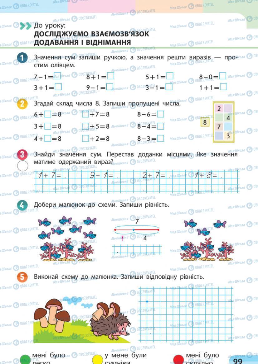 Підручники Математика 1 клас сторінка 99