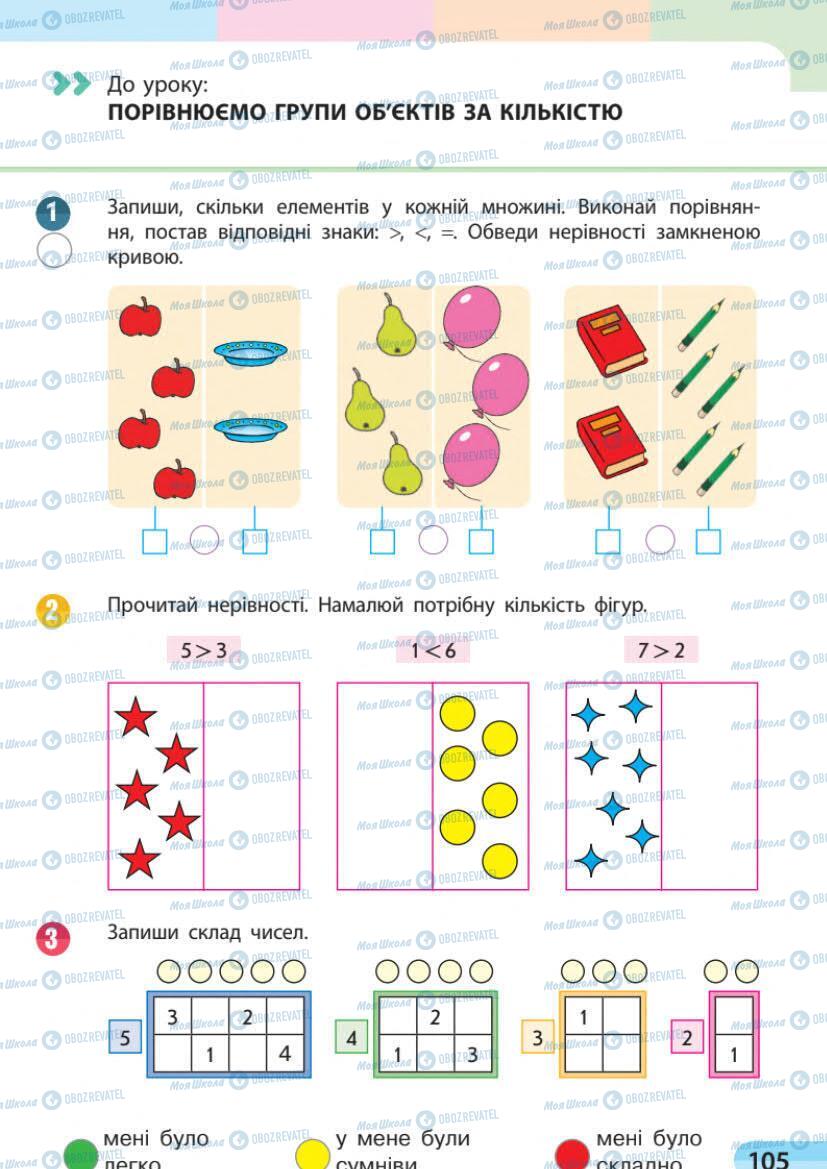 Підручники Математика 1 клас сторінка 105