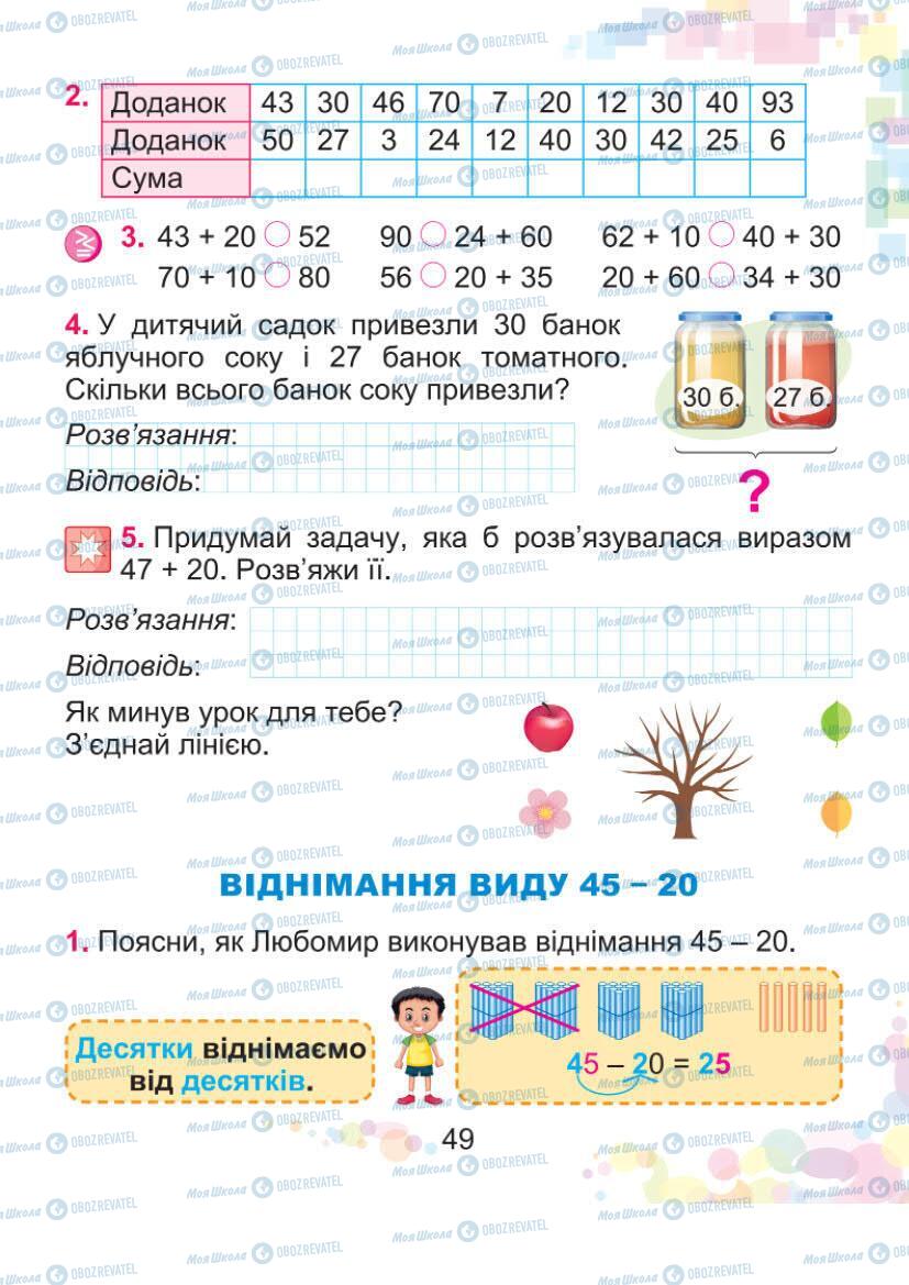 Підручники Математика 1 клас сторінка 49