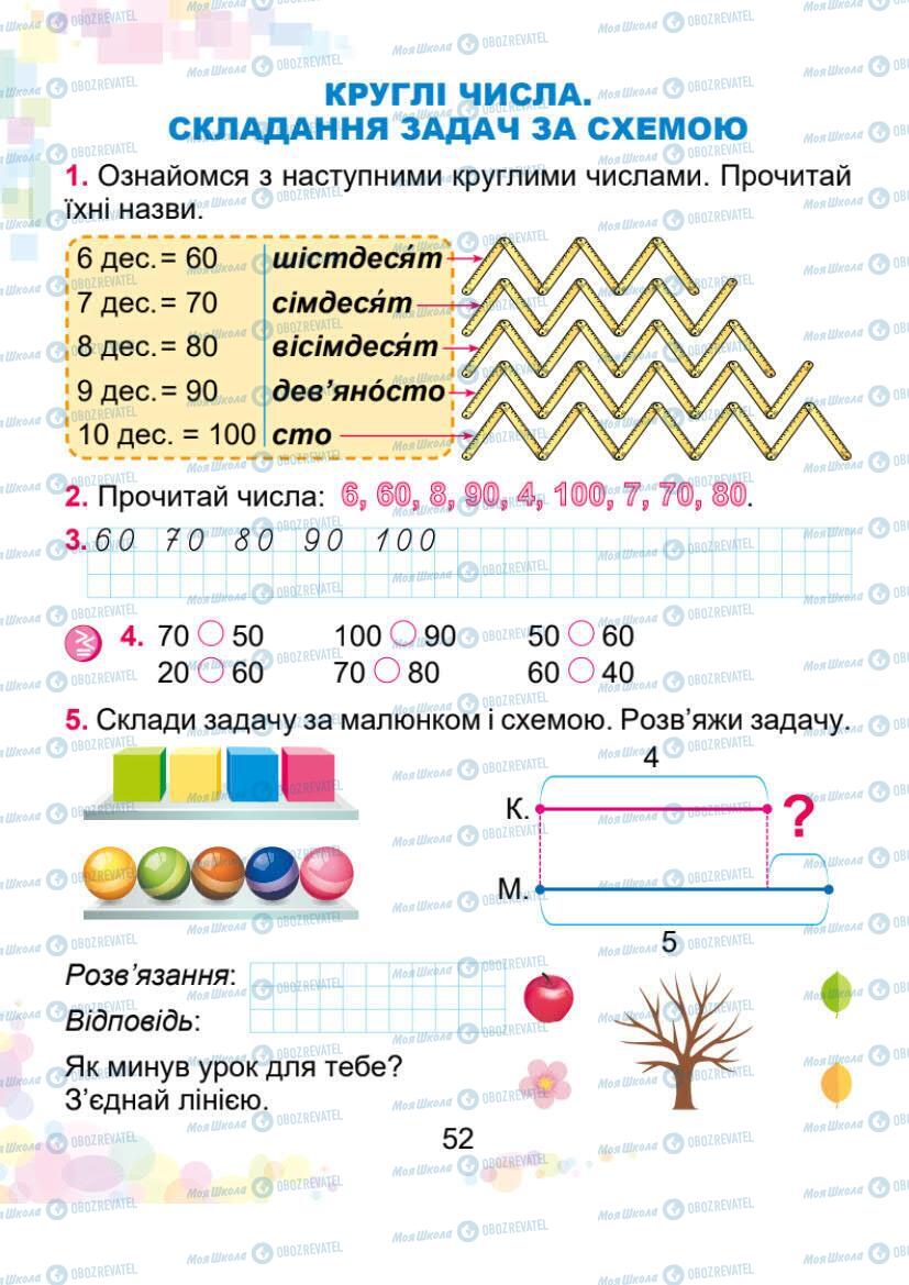 Учебники Математика 1 класс страница 52