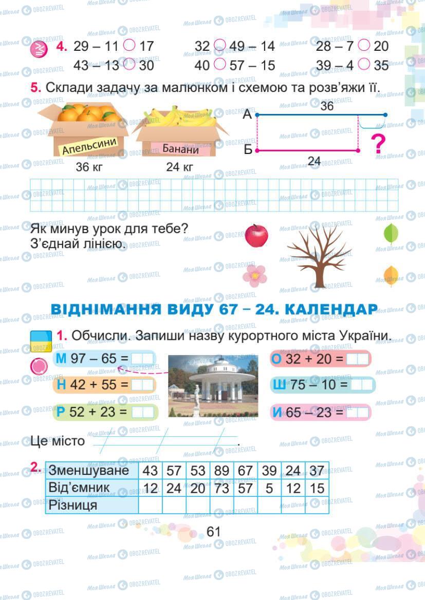 Підручники Математика 1 клас сторінка 61