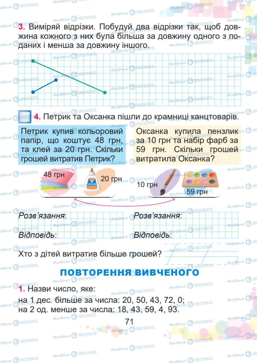 Учебники Математика 1 класс страница 71