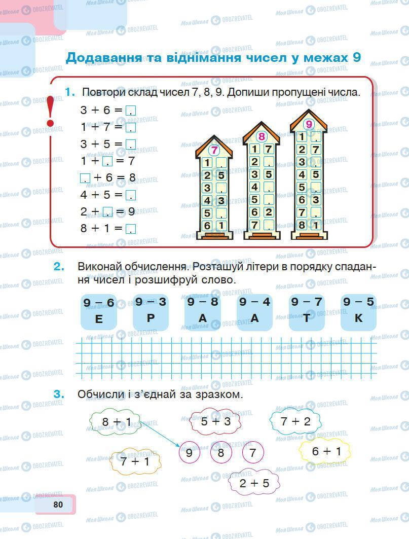 Підручники Математика 1 клас сторінка 80