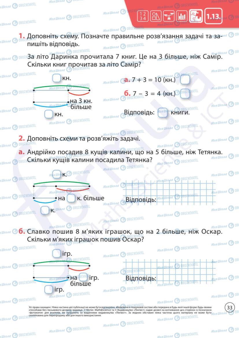 Підручники Математика 1 клас сторінка 33