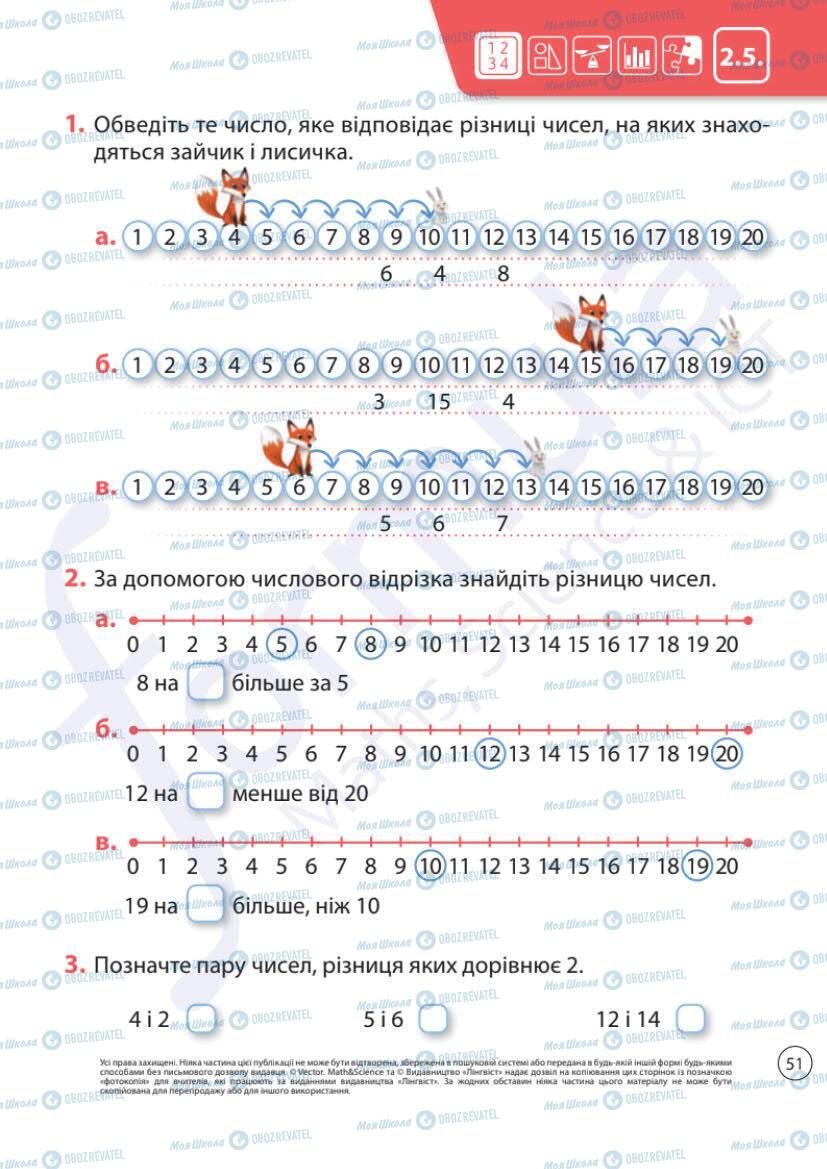 Підручники Математика 1 клас сторінка 51