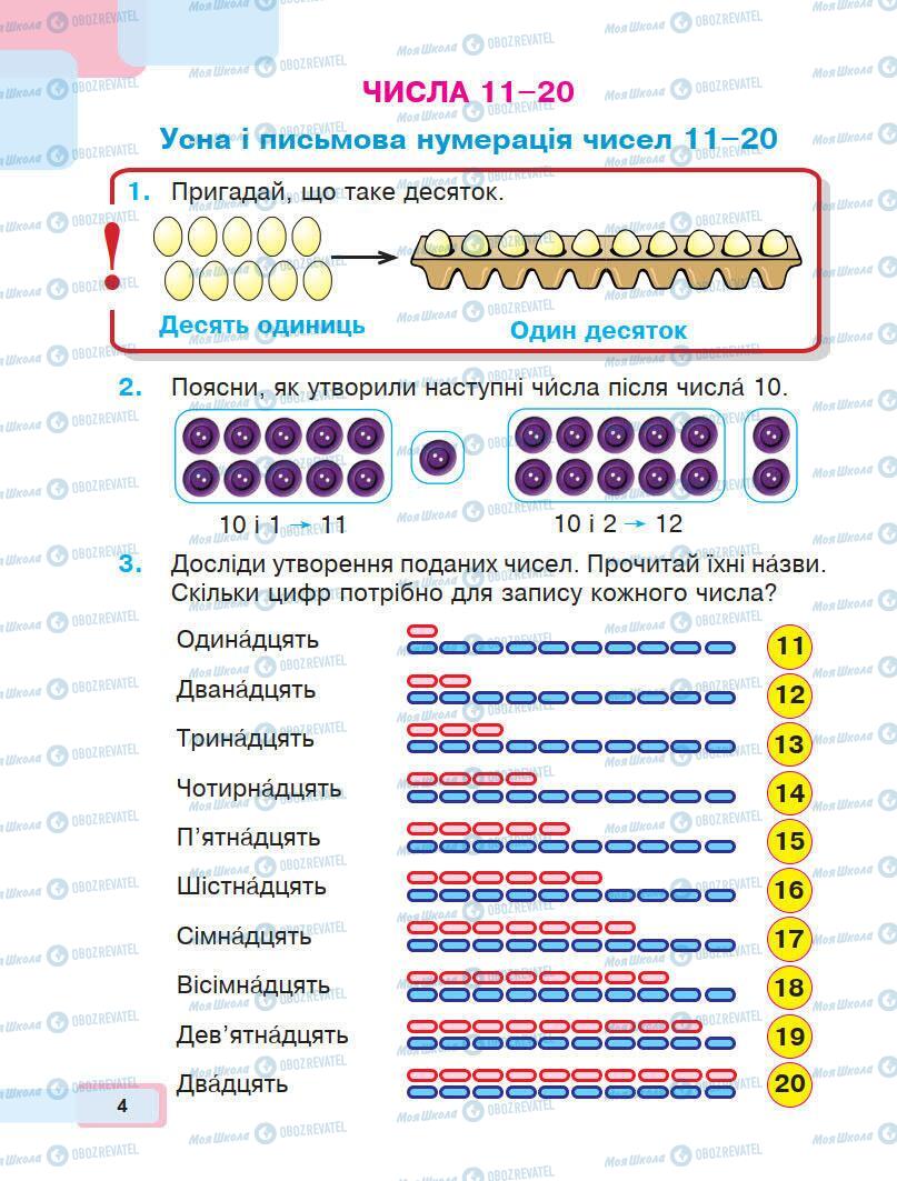 Підручники Математика 1 клас сторінка 4