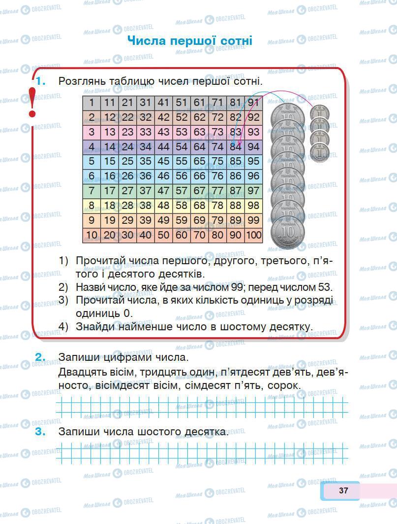 Підручники Математика 1 клас сторінка 37