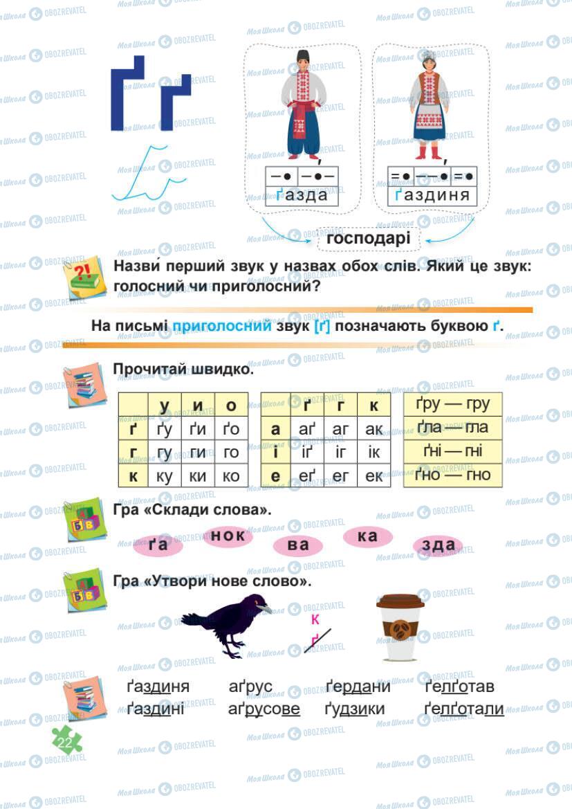 Підручники Українська мова 1 клас сторінка Сторінка  22