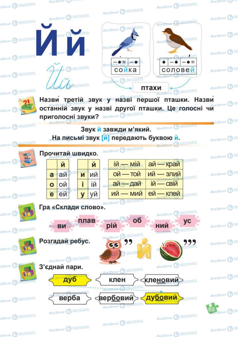 Учебники Укр мова 1 класс страница Сторінка  69