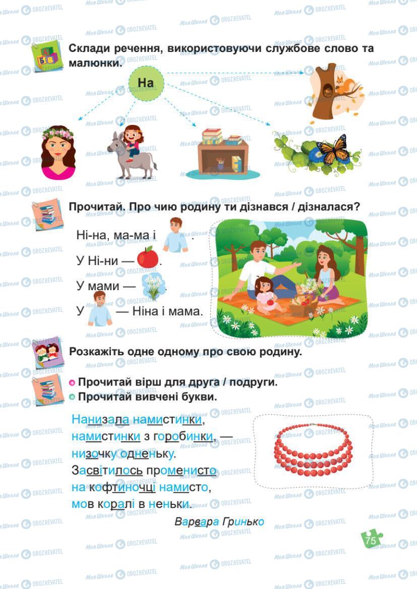 Підручники Українська мова 1 клас сторінка Сторінка  75