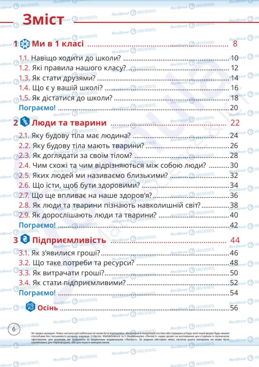 Підручники Я досліджую світ 1 клас сторінка 6