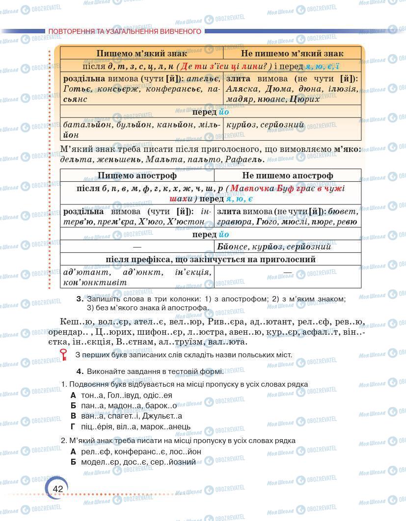Учебники Укр мова 7 класс страница 42