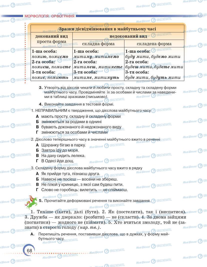 Підручники Українська мова 7 клас сторінка 68