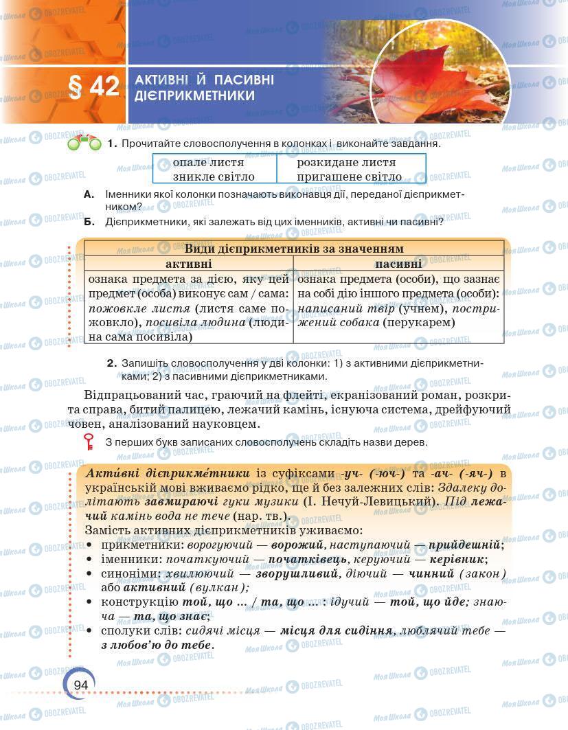 Підручники Українська мова 7 клас сторінка 94