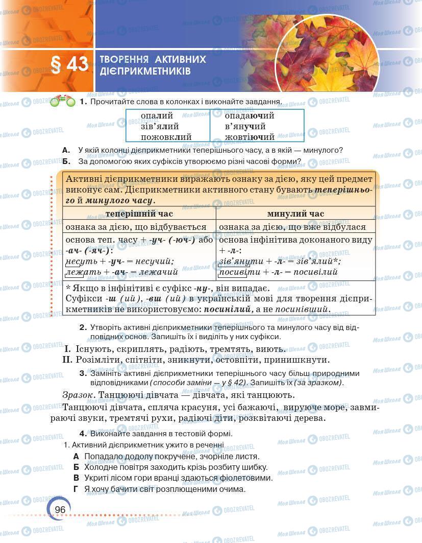 Підручники Українська мова 7 клас сторінка 96