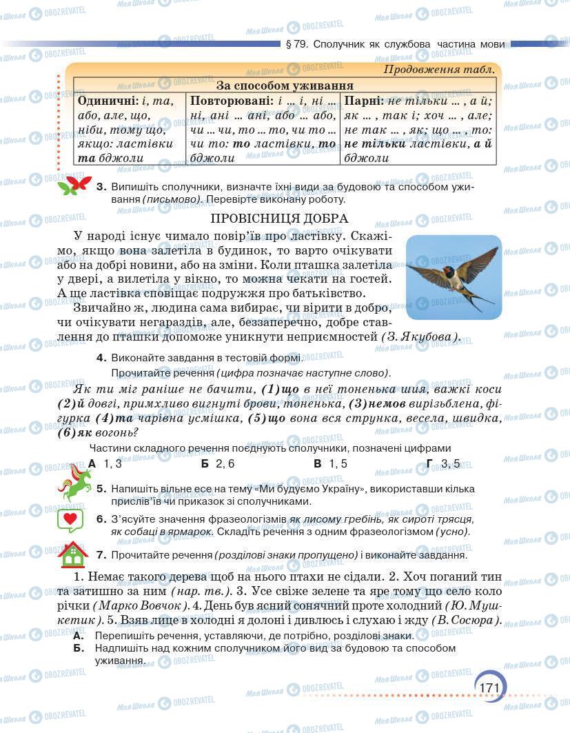 Підручники Українська мова 7 клас сторінка 171