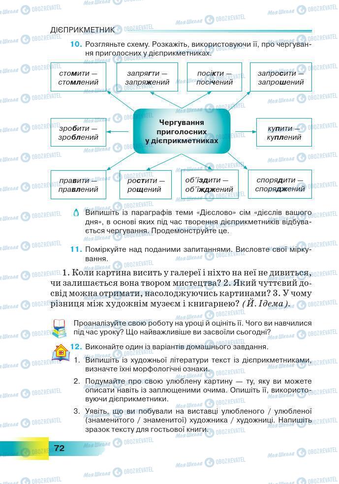 Підручники Українська мова 7 клас сторінка 72