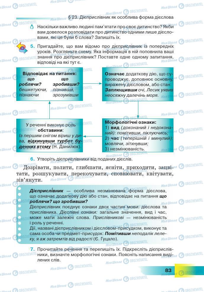 Учебники Укр мова 7 класс страница 83