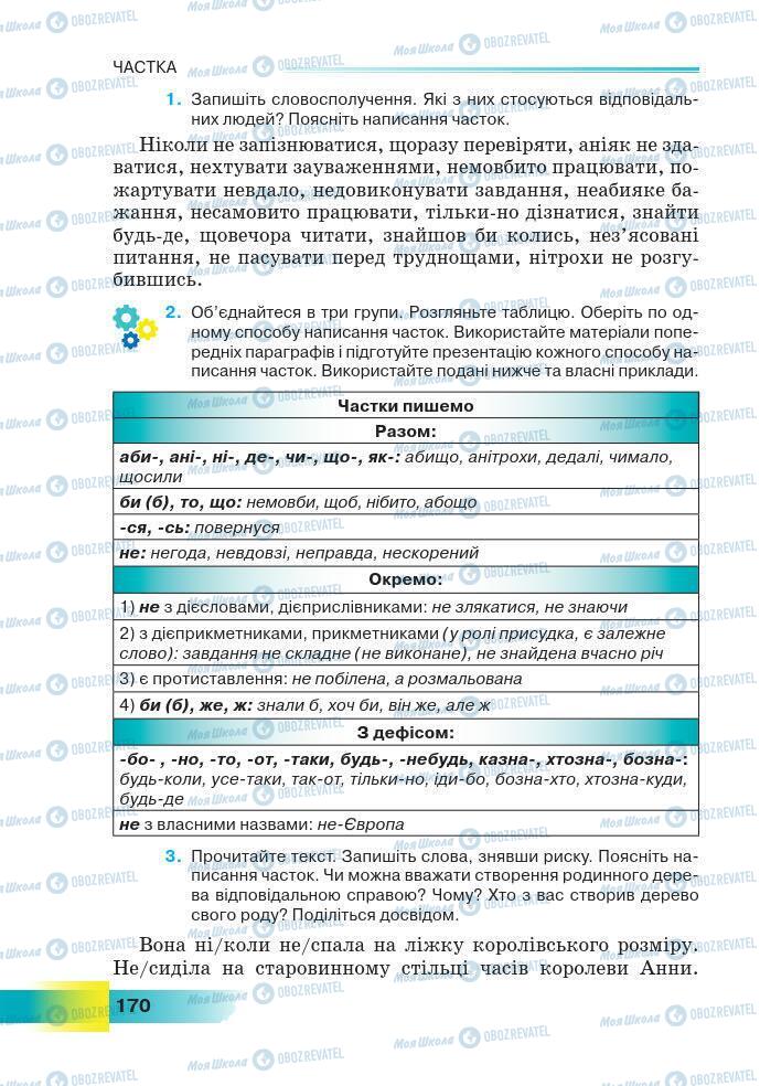 Підручники Українська мова 7 клас сторінка 170