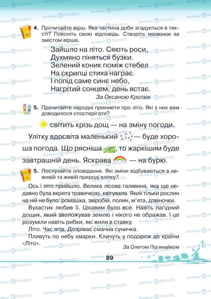 Підручники Я досліджую світ 1 клас сторінка 89