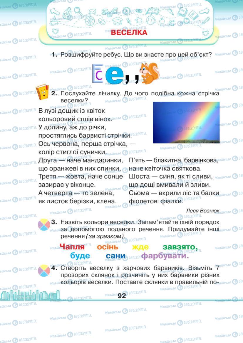 Підручники Я досліджую світ 1 клас сторінка 92