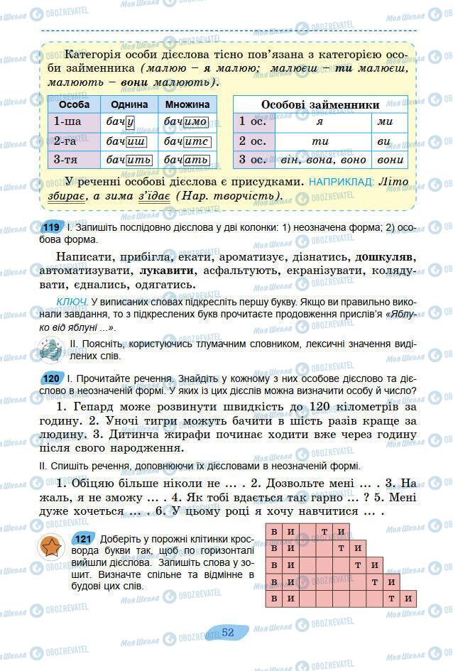 Підручники Українська мова 7 клас сторінка 52