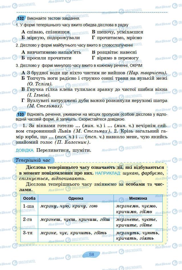 Підручники Українська мова 7 клас сторінка 58