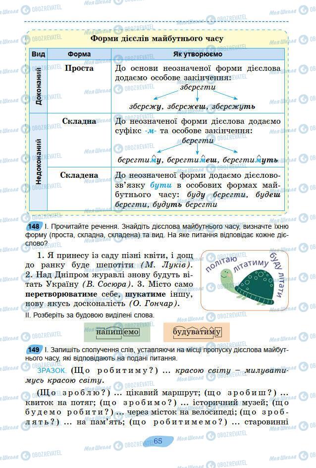 Підручники Українська мова 7 клас сторінка 65