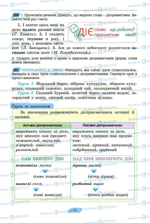 Підручники Українська мова 7 клас сторінка 89