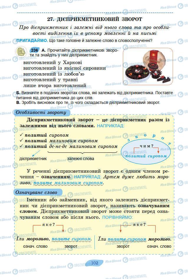 Підручники Українська мова 7 клас сторінка 102