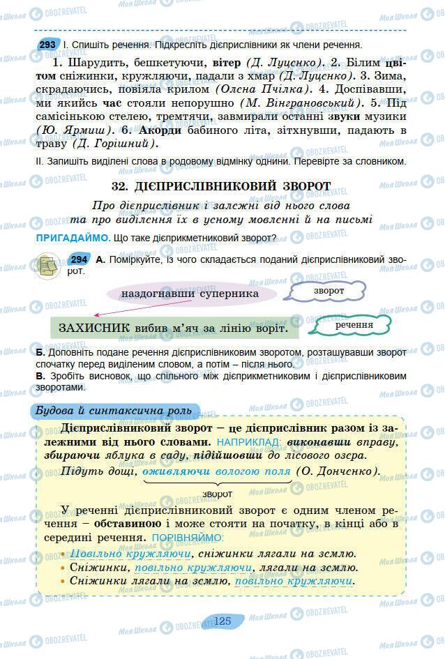 Підручники Українська мова 7 клас сторінка 125