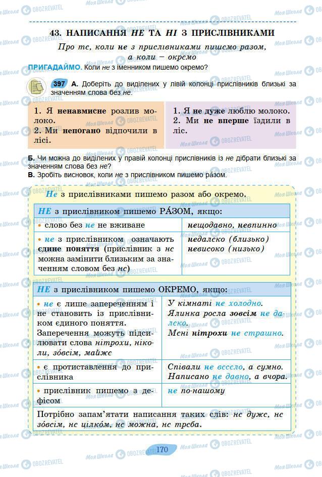 Учебники Укр мова 7 класс страница 170