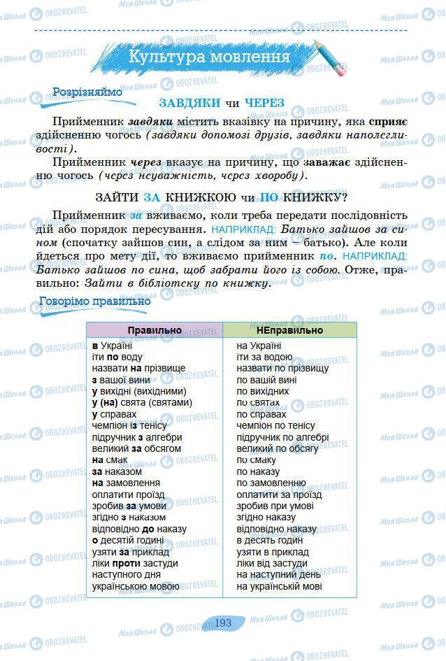 Підручники Українська мова 7 клас сторінка 193