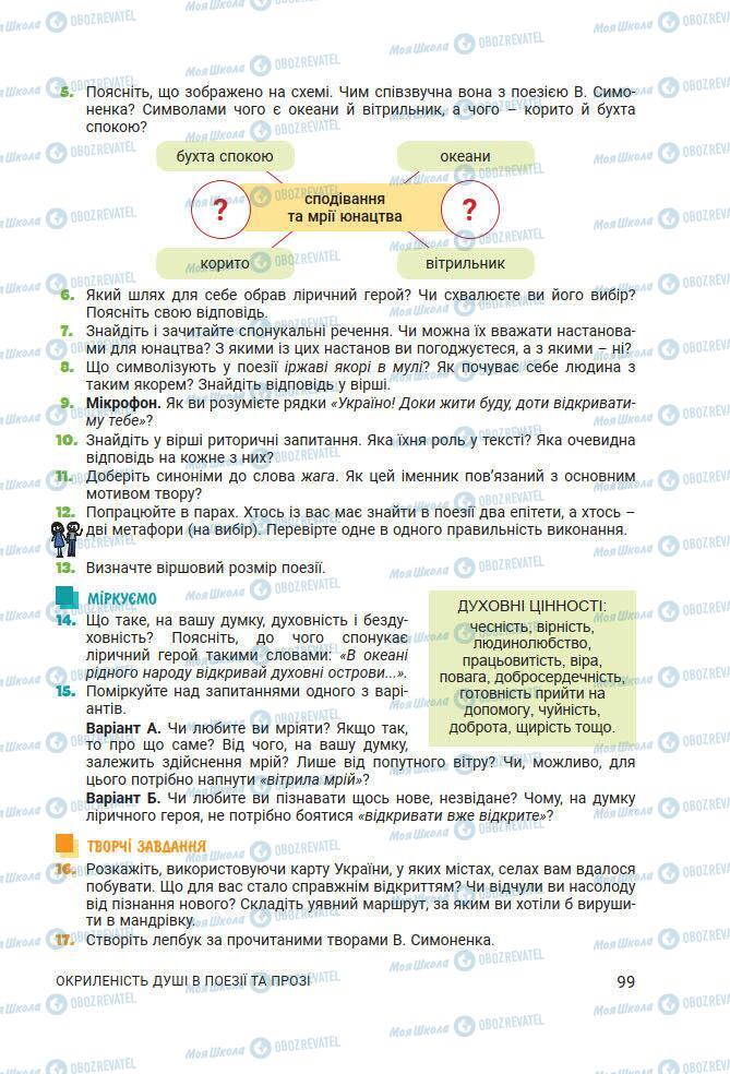 Підручники Українська література 7 клас сторінка 99