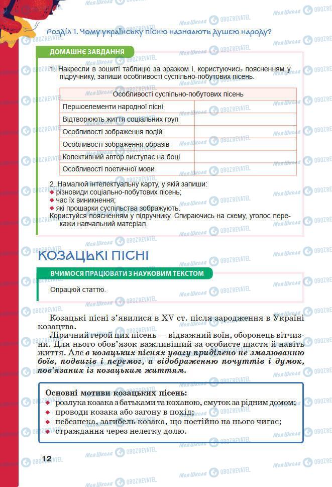 Підручники Українська література 7 клас сторінка 12