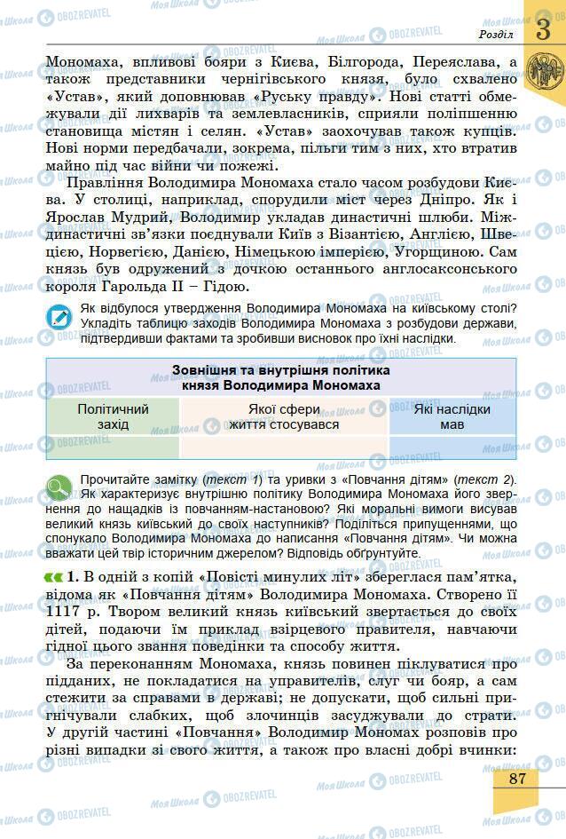 Підручники Історія України 7 клас сторінка 87