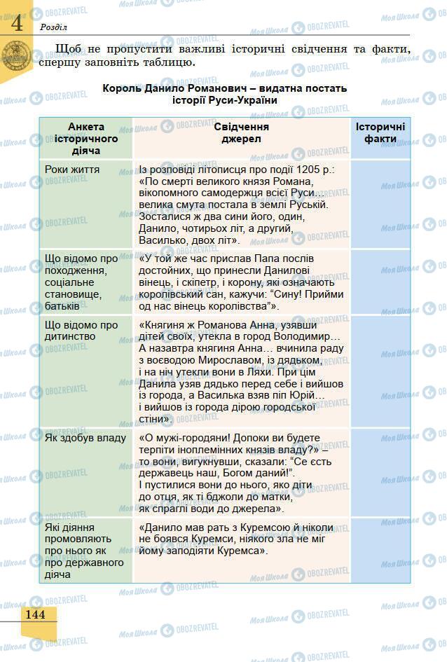 Підручники Історія України 7 клас сторінка 144