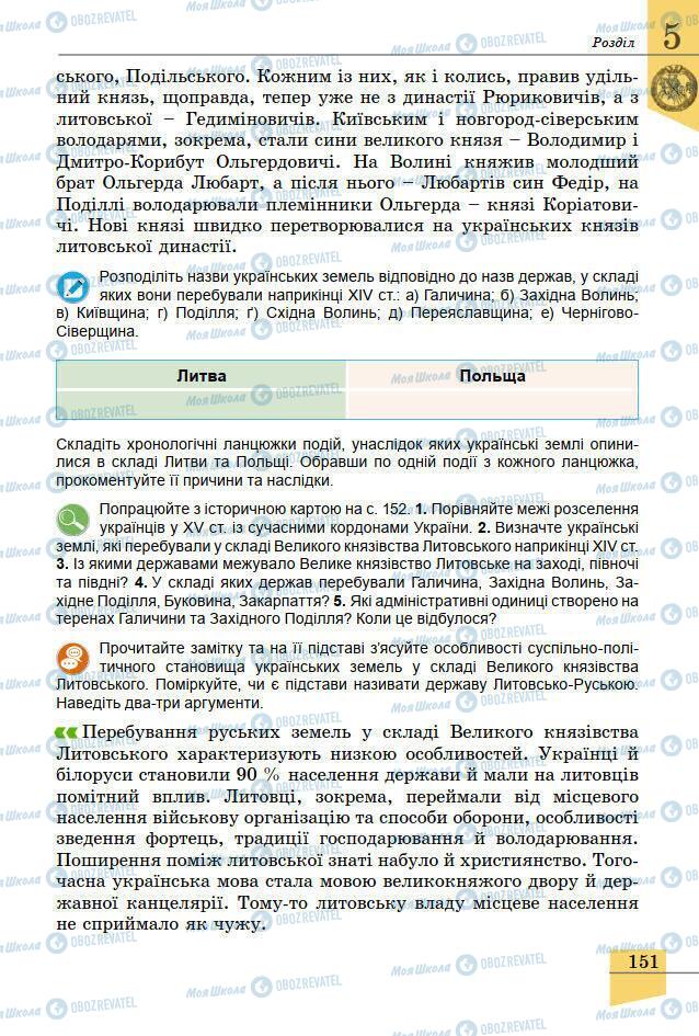 Підручники Історія України 7 клас сторінка 151