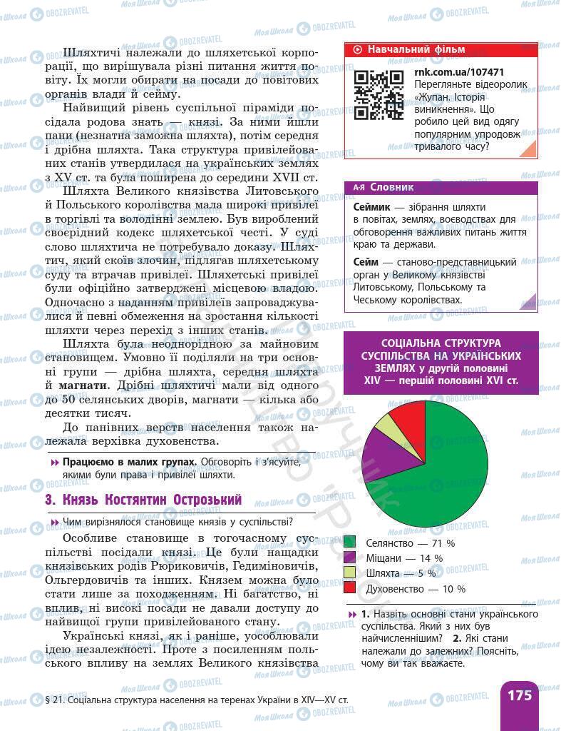 Підручники Історія України 7 клас сторінка 175